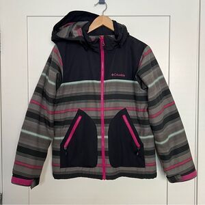 Columbia Girls Ski Jacket Winter Coat Large Omni-Heat Hooded Gray Activewear